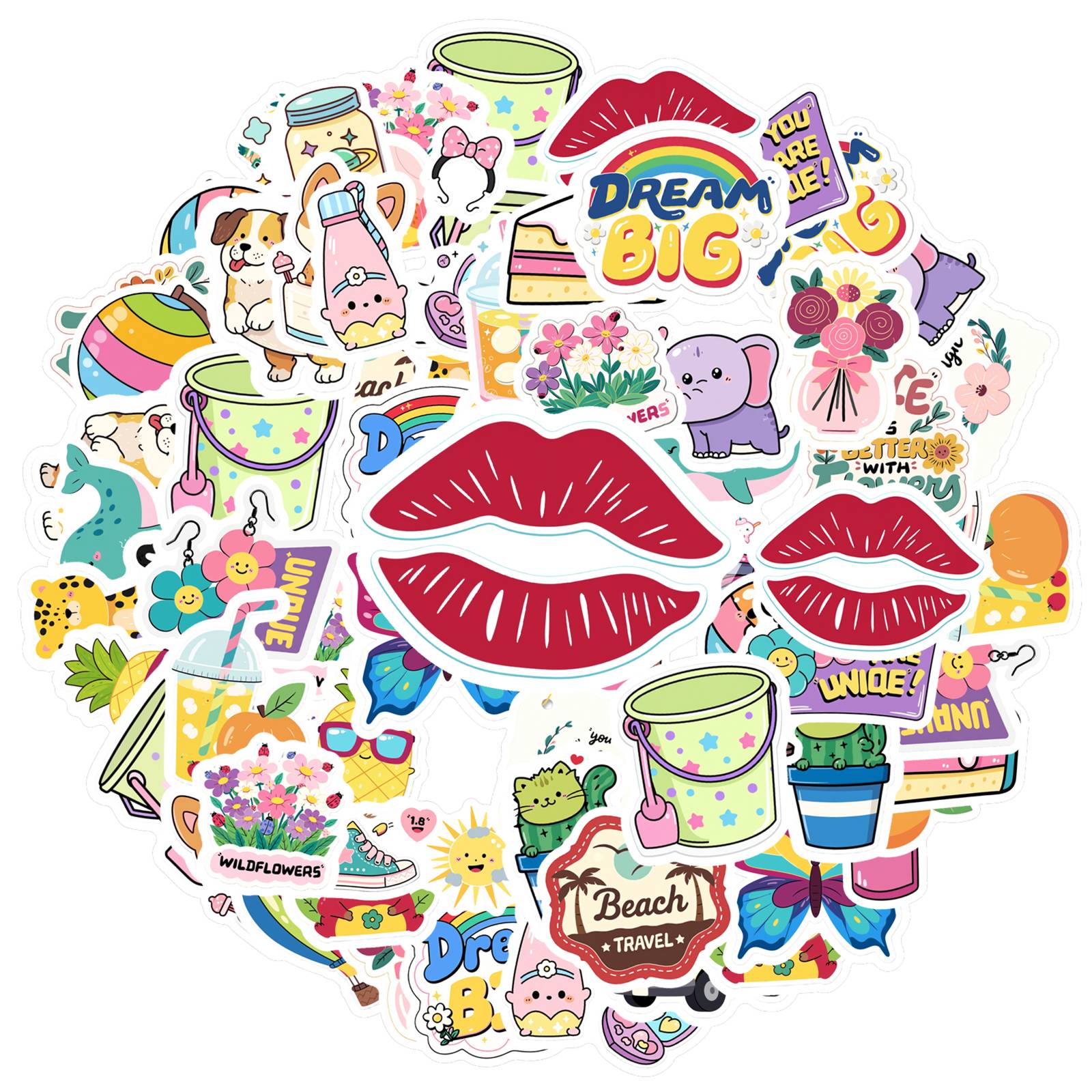 

35pcs Colorful Travel Stickers Playful Nature Funny Stickers PVC Sticker For Notebook Luggage Mobile Phone Cup Guitar Laptop