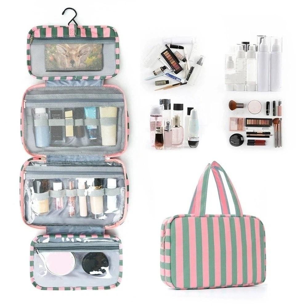 Striped Travel Wash Handbag Large Capacity Make Up Bag Cute Clothing Bag Space Saving
