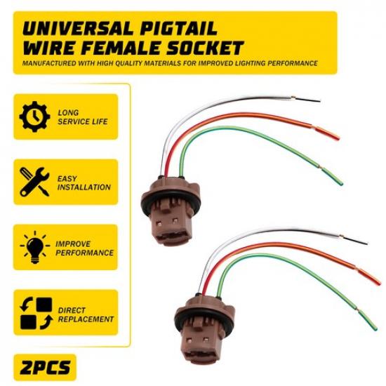 

Turn Signal Light Female Holder Socket Pigtail Connector Wiring Harness 7443