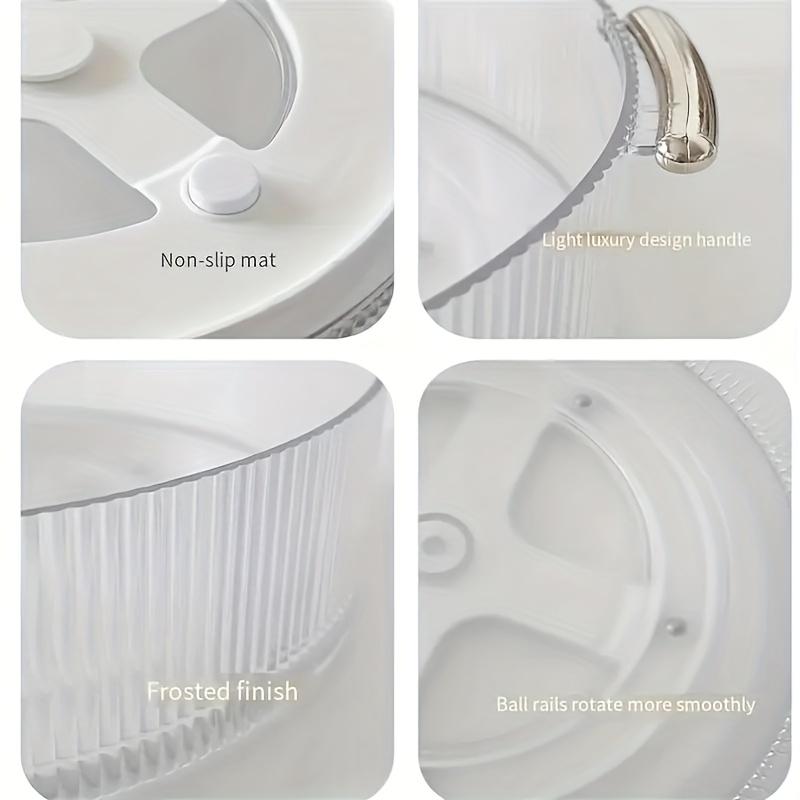 Transparent Plastic Cosmetic Storage Tray | 360° Rotating Countertop Organizer with Handle, Suitable for Perfume, Lipstick, Necklace, Jewelry
