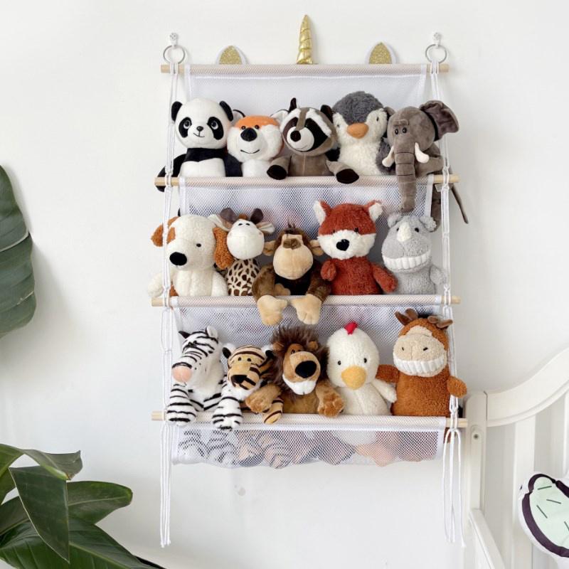 1/2/3 Lagen Boheemse Wandhanger Pluche Speelgoed Organizer Ruimtebesparend Voor Slaapkamer Geschikt Voor Het Opbergen Van Meerdere Spullen Thuisopslag