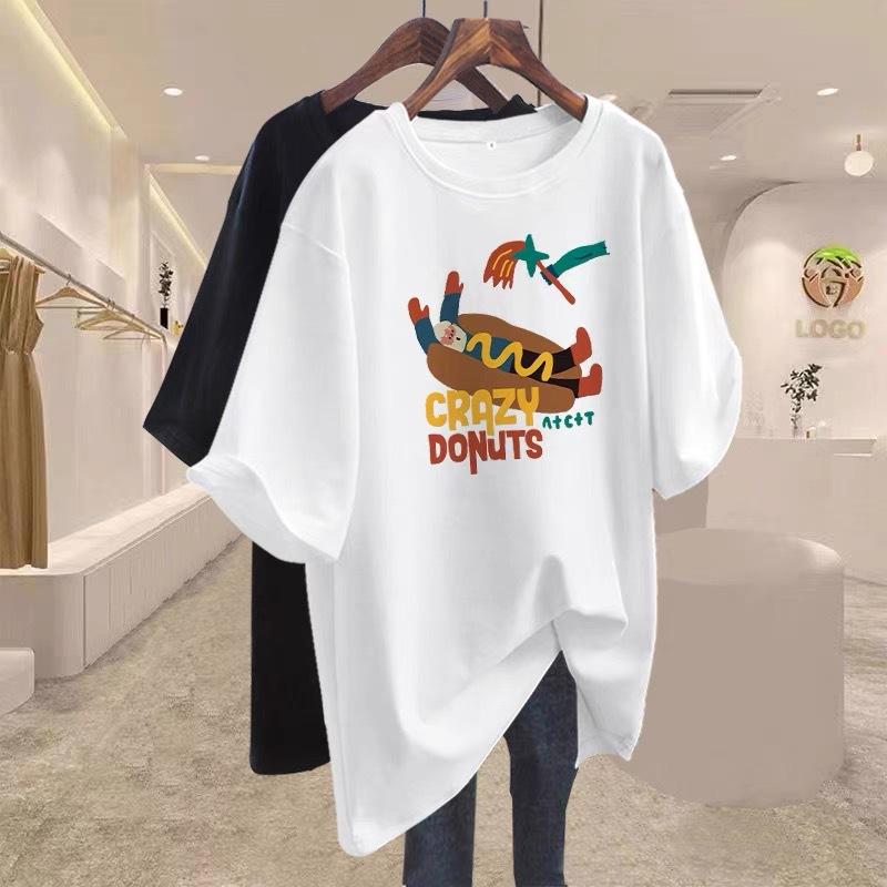 

Иностранный стиль, омолаживающая белая свободная хлопковая футболка с коротким рукавом, женская, лето 2025, новая нишевая шикарная с принтом, круглый вырез, тренд S белый