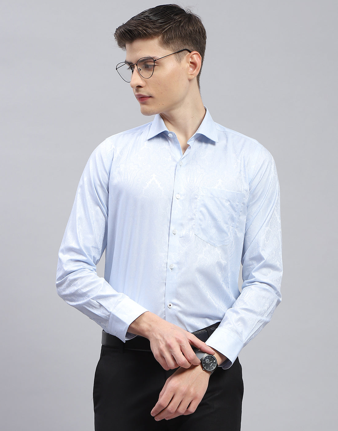 Monte Carlo Men Regular Fit Blue Shirt XL