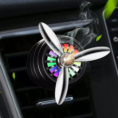 Car Scent Diffuser Vent Clip LED Light Rotating Fan Fragrance Air Force 3 Outlet Auto Aromatherapy Accessories for Air Freshener