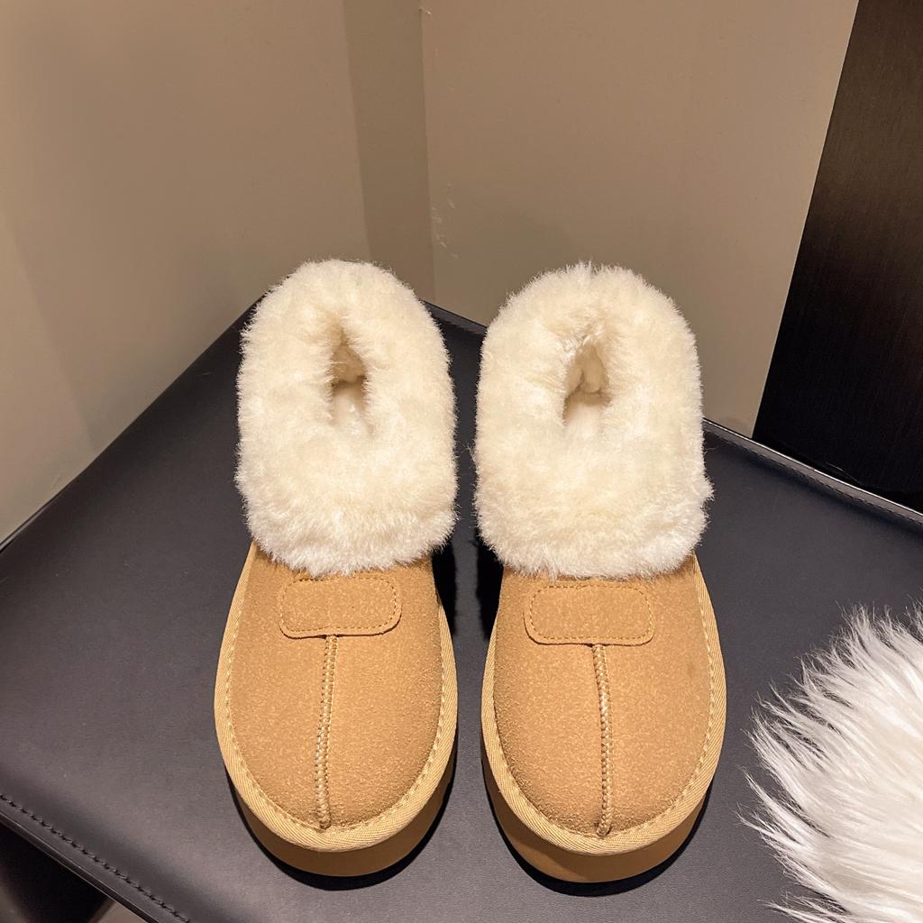 Dicksöhlige Schneestiefel Damen Samtverdickt Warm Winter Damenschuhe 2025 Neu Flauschige Schuhe Brotschuhe Low-Top Baumwollschuhe
