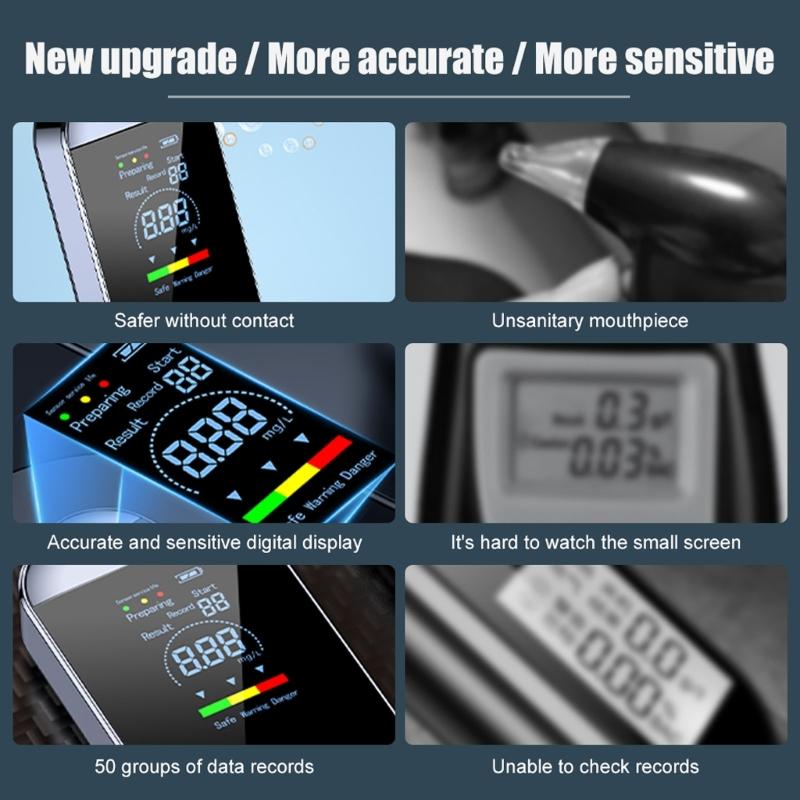 Üflemeli Alkol Test Cihazı Alkolmetre LCD Ekran Alkolmetre Taşınabilir Dedektör Sürüş İçin Hızlı Doğrulukta Yanıt