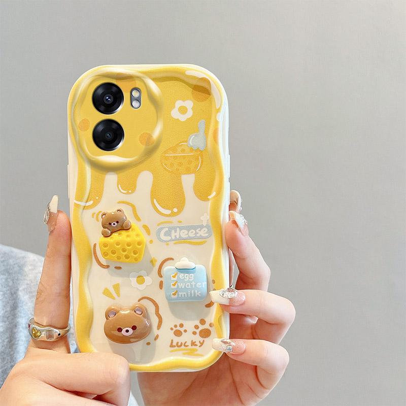 

Для OPPO A33 A53 A53S A76 A96 A52 A92 A54 A55 A57 4G 5G Чехол Мягкий силиконовый корпус Задняя крышка 3D стереоскопический сырный медведь симпатичный кролик чехол для телефона