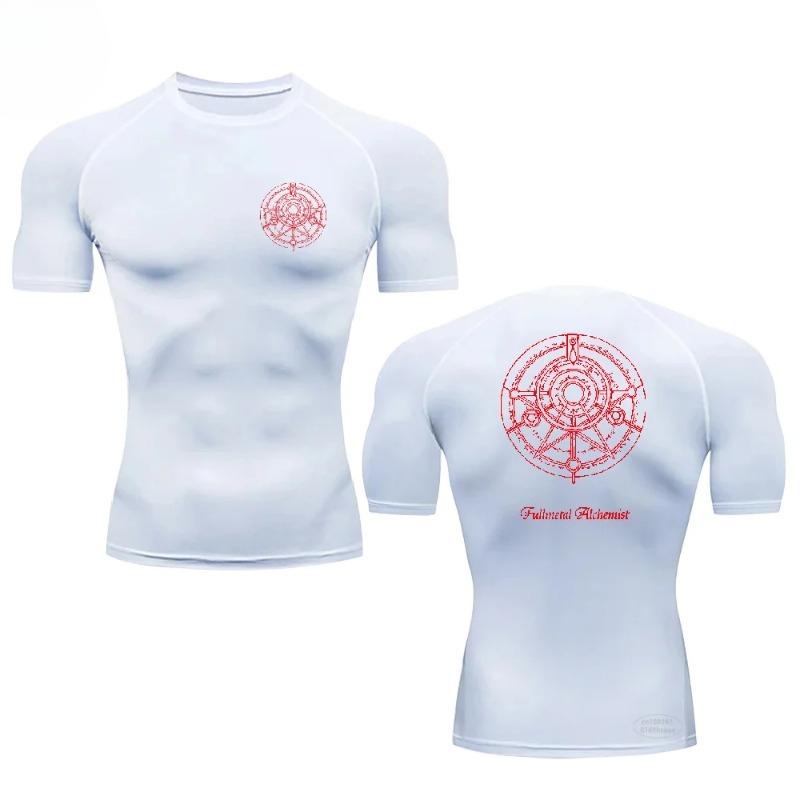 

Trendy Breathable and Comfortable Fitness Comfortable Training Top Summer Men s Tight Quick-drying Sweat Absorbent Short-sleeved T-shirt Clothing XXXL білий
