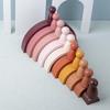 Wooden 10-Layer Rainbow Arch Building Blocks & Brown Little People Educational Stacking Toy