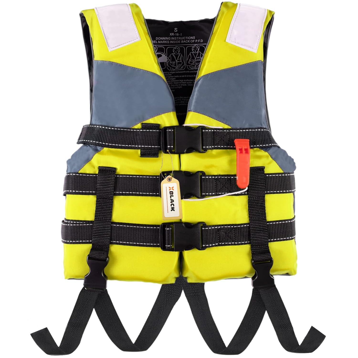 

Life Jacket Floating Vest Set with Caller, Life Jacket for Kids, Adults, and Unisex, Reflective Bands, 4 Colors & 4 Sizes... (Yellow, L)