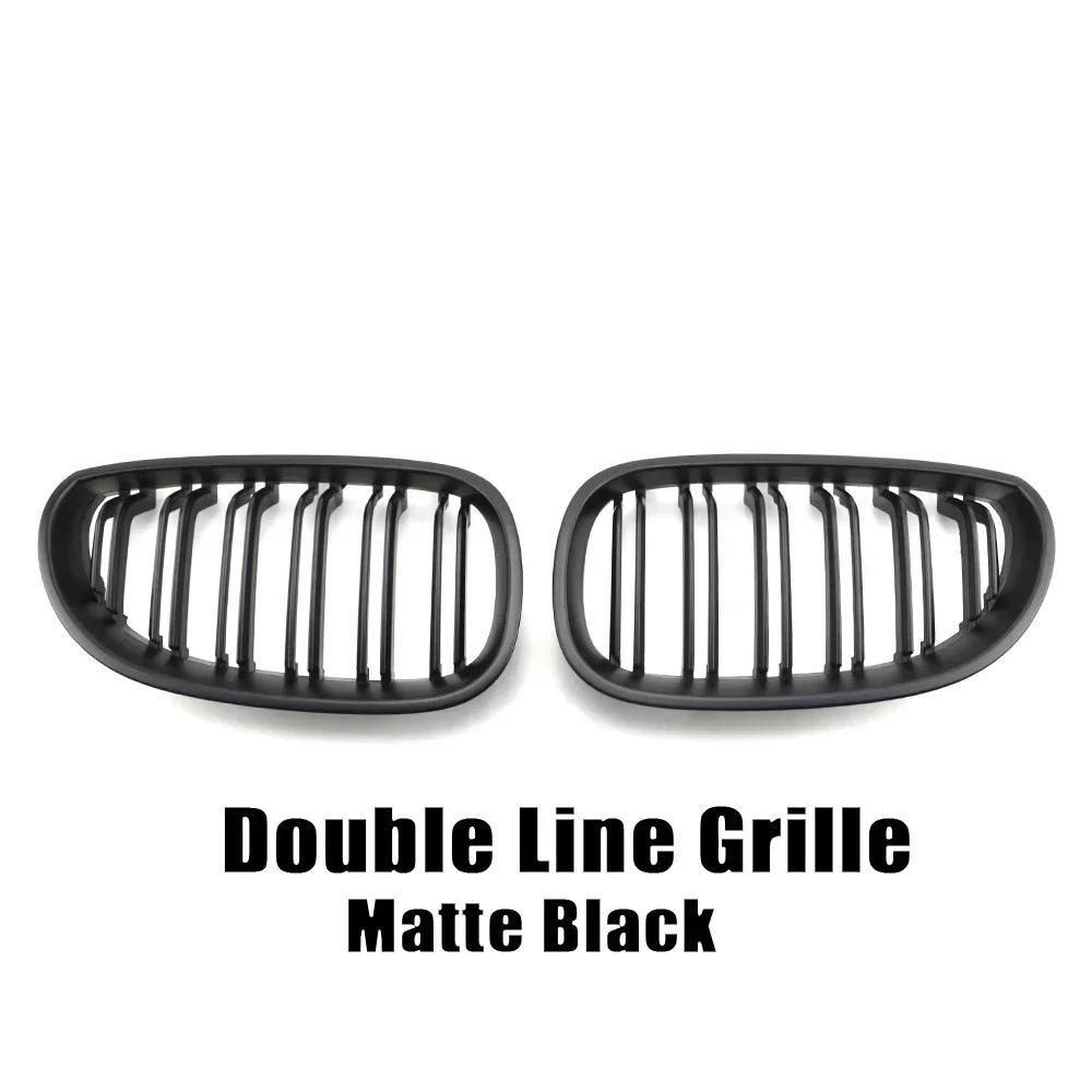 

Front Bumper Chrome Diamonds Style Hood Grilles For BMW 5 Series E60/E61 2004-2009 Single Line Style Slat Grilles Double-Matte Black