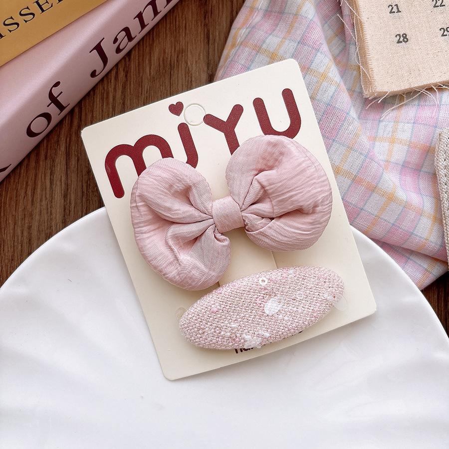 

Korean Version Pink Fabric Bow Children s Bb Clip Bangs Hairpin Girl Sweet Korean Hairpin Hair Accessories