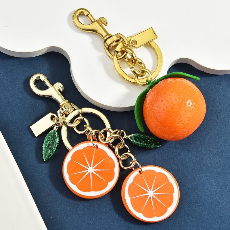 Women's fruit key chains, fashionable and creative lemon and orange slice bag pendants, keychains