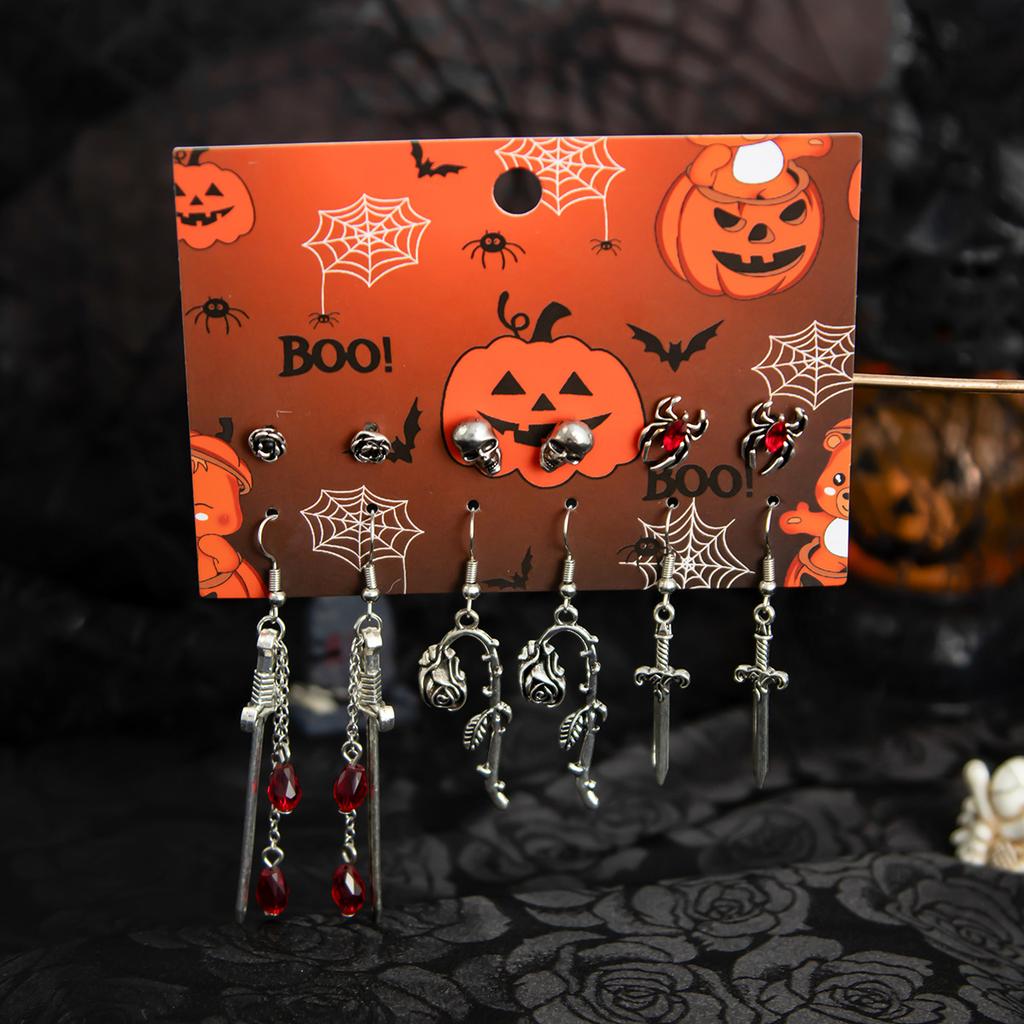 Set Cercei Halloween Desene Animate Amuzant Cap de Dovleac Fantomă Elemente Liliac Ciucure Set Bijuterii Urechi Înfricoșător Amuzant Trendy Accesorii Femei