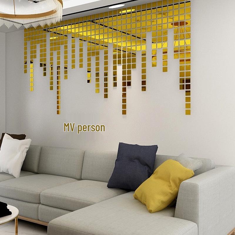 100 Mini Square Acrylic Mirror Wall Stickers - DIY Self-Adhesive Decor for Bedroom and Living Room