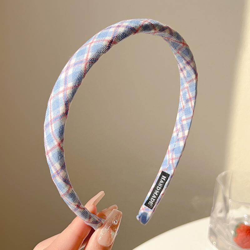 Colorful Plaid Small Hairband for Women, All-match Hairpin for Summer, High-end Hair Bun