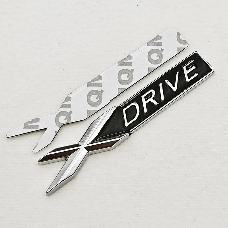 

3D Metal Car Badge Logo X Drive XDrive Rear Trunk Emblem Side Fender Decals For BMW X Drive 1 3 5 7 Series Exterior Accessories