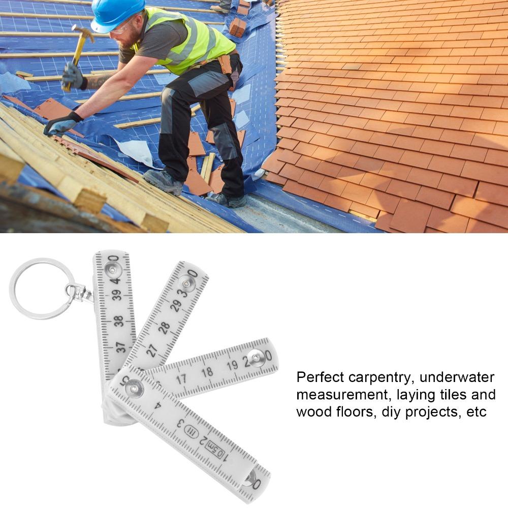 4PCS ABS Folding Ruler Double Sided White/Red/Green Inch Metric Measuring Tool Portable Mini Foldable Ruler Carpentry Work