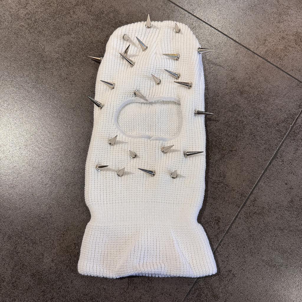 Funny Punk Rivet Design Knitted Headgear Face Mask Hat For Men Teens And