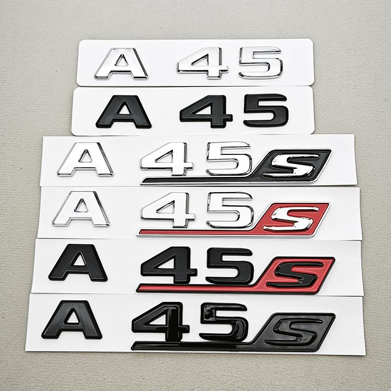 3D ABS Car Letters A45S A45 Logo Rear Trunk Badge Emblem Decals For Mercedes Benz AMG A45 A45S Car Sticker Auto Accessories