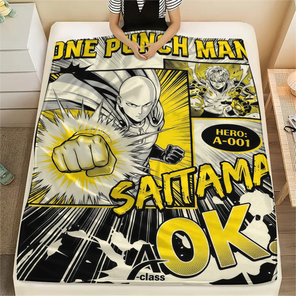 One Punch Man Characters flannel blanket, classic anime pattern for home furnishing, nice gift.xwn