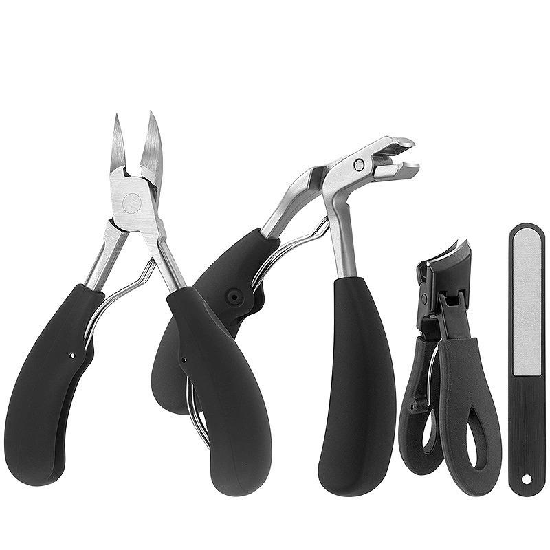 1/4PCS Don't Bend to Cut Toenail Stainless Steel Elbow Nail Clipper Large Opening Nail Clippers Set Nail Cutter Pedicure Tools