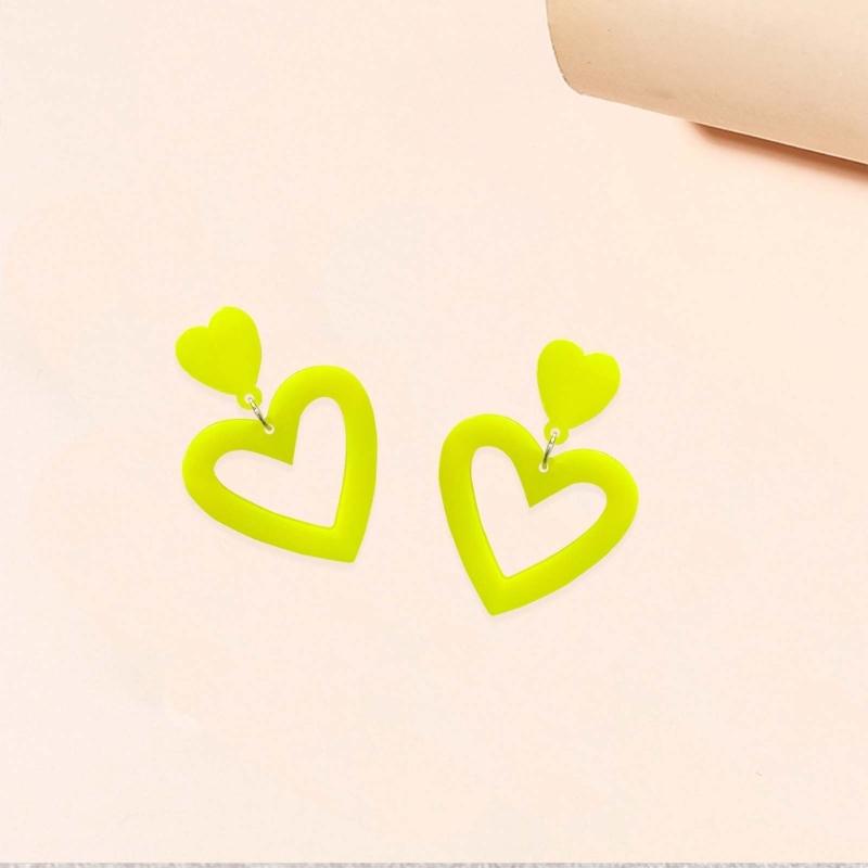 Stylish Heart Acrylic Earrings Pink Ear Drops Lady Party Hollow Heart Statement Earring Valentines Day Gift Lightweight