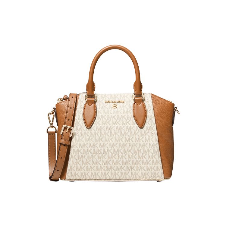 Michael Kors Sienna Monogram Commuter Tote Bag Women tote White Acorn-Brown 30F1G4SM2B-149 Medium