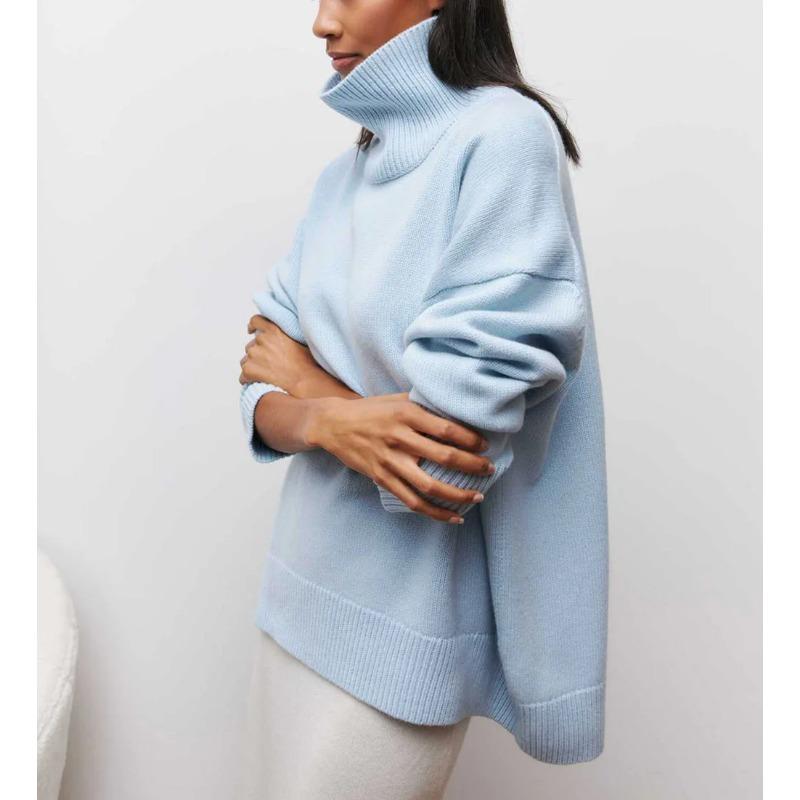 Women's Knitted Sweater Turtleneck White Black Christmas Loose Oversized Pullover Casual Knitwear Soft Sweater for Women 2025