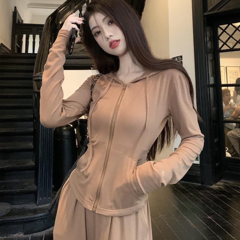 

Summer Slimming Hooded Cardigan & Wide Leg Pants Two-Piece Set S (up to 90 jin)