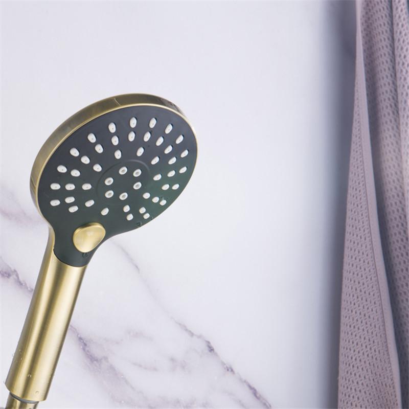Brushed Gold Thermostatic Bathtub Shower Set Wall Mounted Brass Bathtub Faucet, Bathroom Bath and Shower Mixer Taps Brass