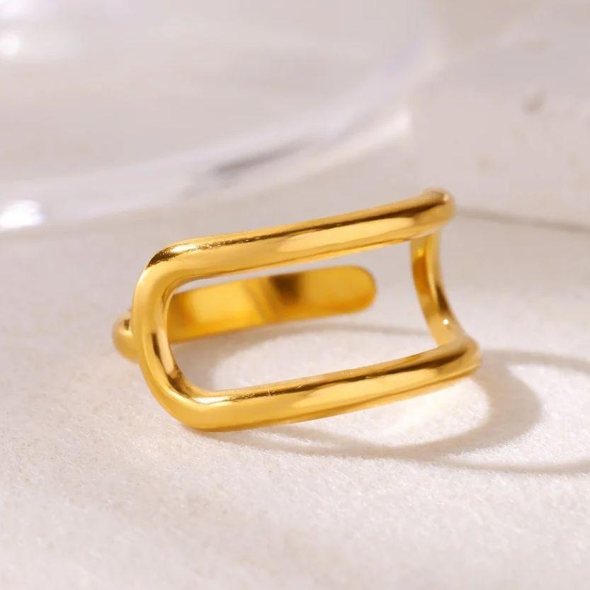 Minimalist Stainless Steel Rings For Women Gold Color Geometric Trendy Opening Ring Wedding Christmas Durable Jewelry Gift