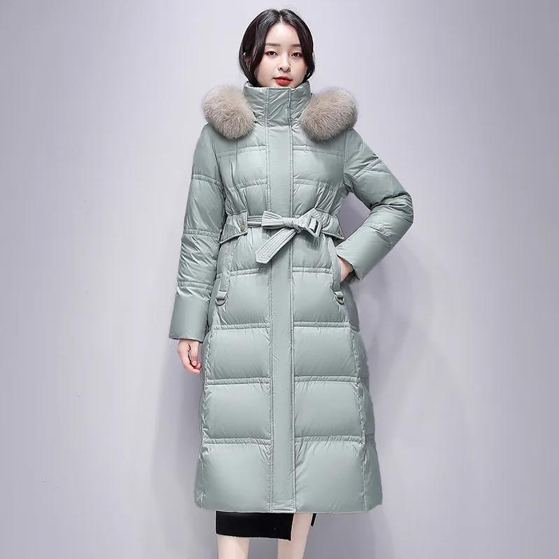 Winter and Autumn Women Long White Down Coats Fashion Casual Ladies Warm Down Clothing