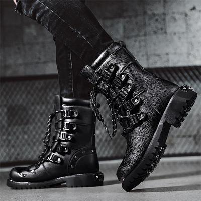 Herren-High-Top-Ledermode, rutschfeste, kollisionssichere Kfz-Stiefel