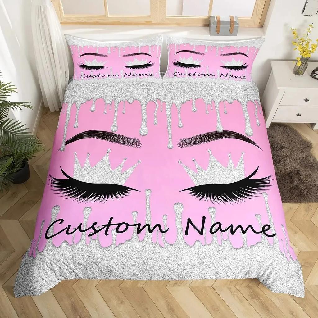 Custom Bedding Set Custom Name Mermaid Duvet Cover Set Personalized Girly Rainbow Gradient Mermaid Comforter Cover,girls Gifts