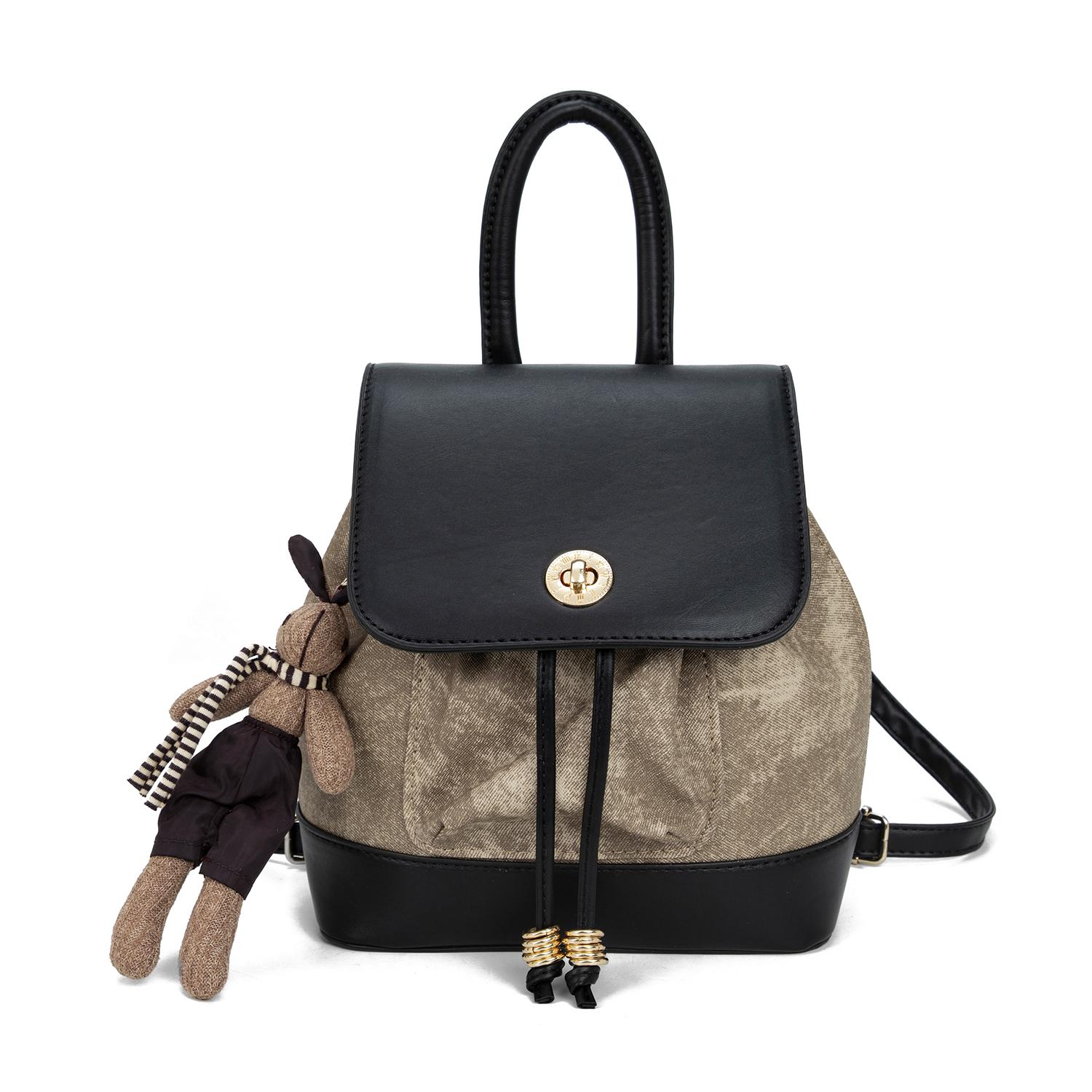 

Новый рюкзак UNITE STAR из ПУ, сумка-ведро, женский рюкзак, черный US235439 19.1*9.9*20.1CM