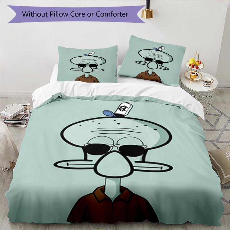 3pcs SpongeBob Bedding Set Duvet Cover Closure Includes 1 Duvet Cover & 2 Pillowcases, Soft and Comfortable for All Seasons.