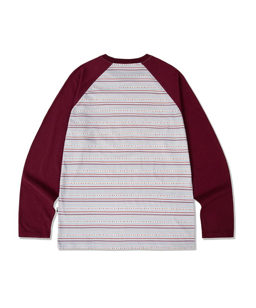ESCAPEFROM Burgundy Star Logo Stripe Full Print Long Sleeve