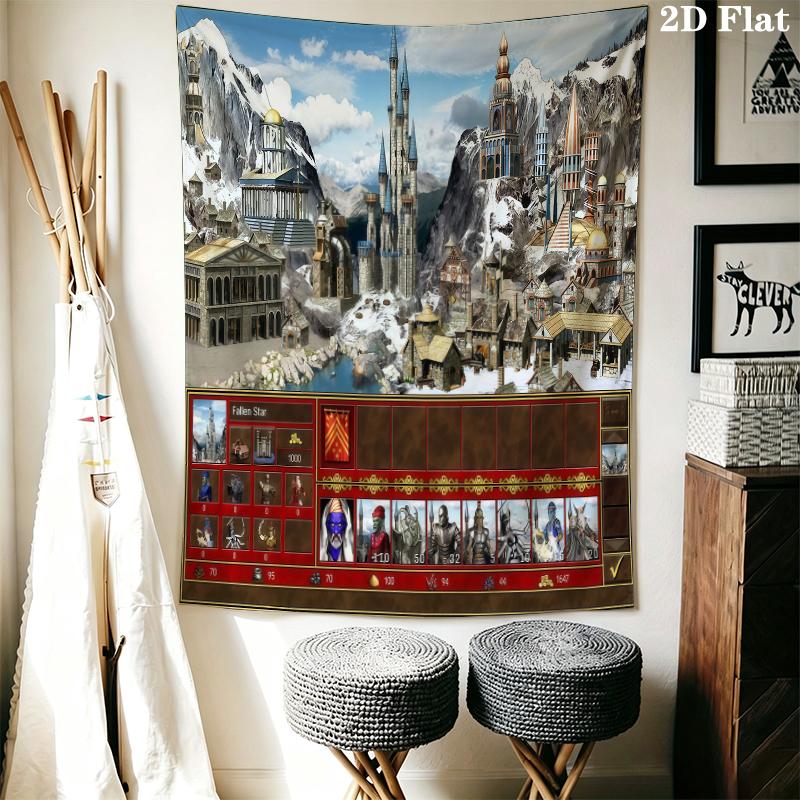 HoMM Game Wall Tapestry Aesthetic Wall Hanging Printed Fabric Blanket Decorative Tapestries for Bedroom Living Room Home Decor