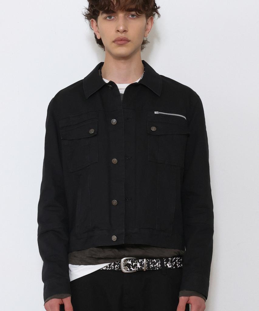 DOFFJASON Utility Cotton Trucker Jacket Black