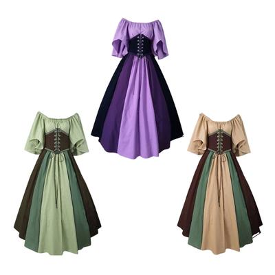 Halloween Medieval Renaissances Costume Women Renaissances Corset Dress Medieval Chemise for Cosplay Dressing Up Party
