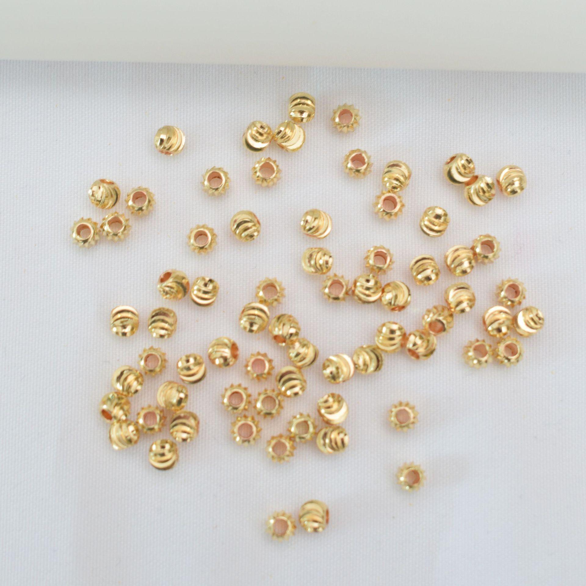 

100 шт. 18-каратный золотой пакет, сохраняющие цвет арбузные бусины, разделители для бусин, цветы, тыквенные бусины, браслет своими руками, ожерелье, бисерные украшения, медные бусины C96 3mm