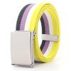 120cm Colorful Stripes Canvas Belt for  Women Jeans Waistband Adjustable Belt Men Outdoor Travel Tactical Metal Buckle Belt