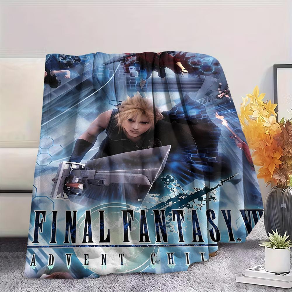 1Pc Final Fantasy Print Flannel Blanket, High Quality Comfortable for All Seasons, Home Decor, Warmth and Comfort, Perfect for Gifts