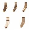 5Pairs Soft Stripe Tube Socks Breathable Mid-calf Socks Women's Cotton Socks  for Four Seasons