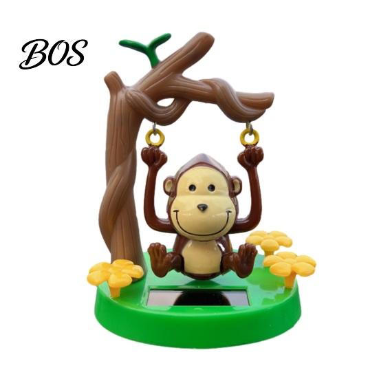 Solar Car Ornament Swinging Bear Decoration, Nodding Dashboard with Hanging Monkey Accessory Swing, Swing Toy for Office Desk Driving Fatigue Relief