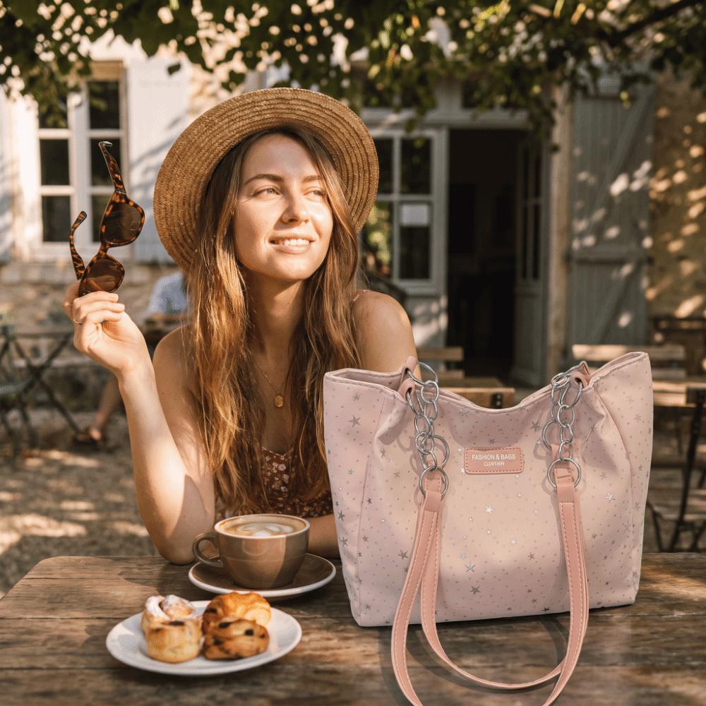 Soft PU Strap Star Print Shoulder Bag Solid Color Hobo Bag Sweet Handbag  School