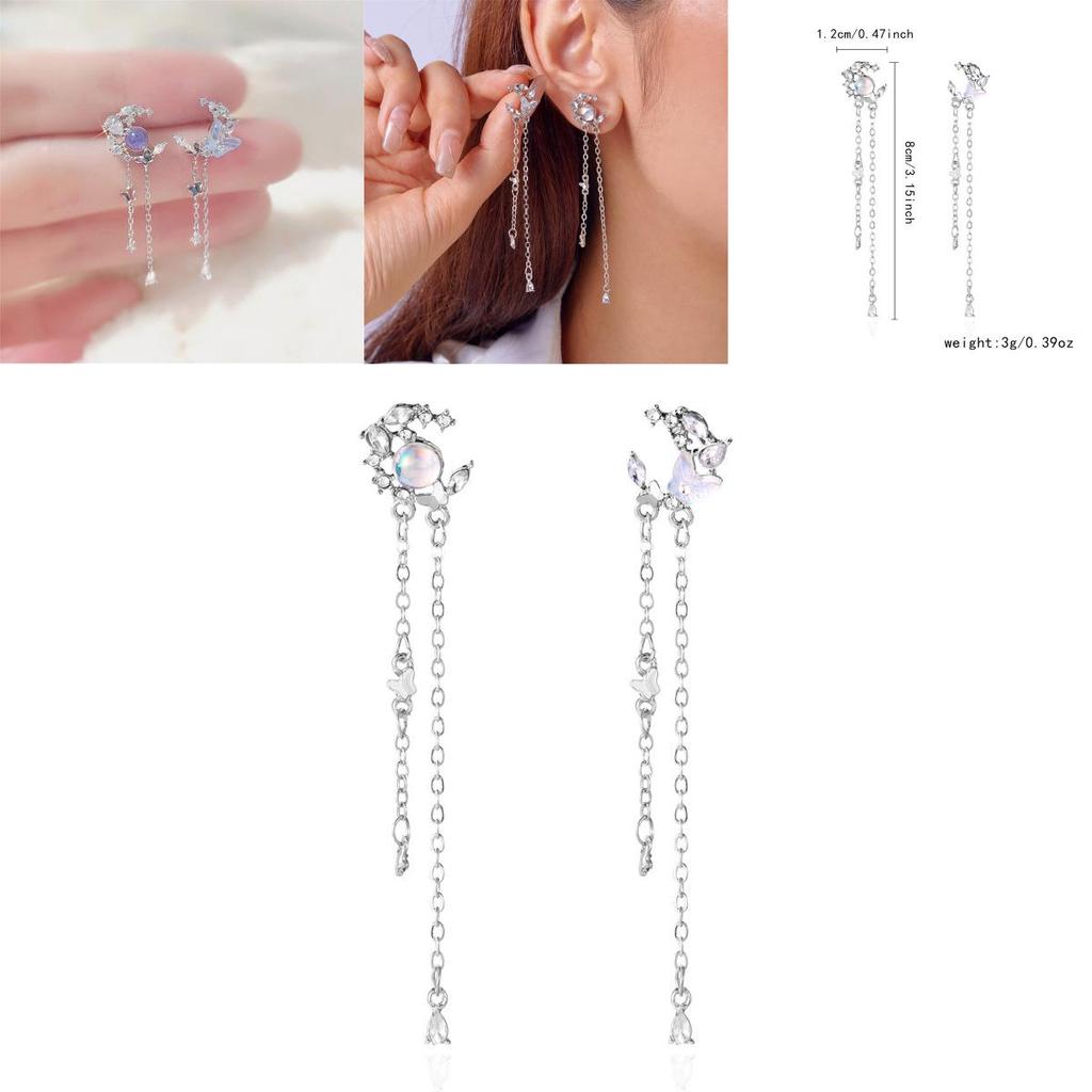 Animalinspired Butterfly Dangle Earrings With Rhinestones For Daily Wear Women