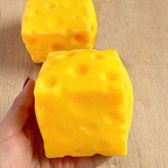 Large Cheese Squeeze Toy Stress Relief Cheese Block Fidget Toy Relaxation Focus Aid Stress Ball Simulated Cheese Cube Sensory Toy