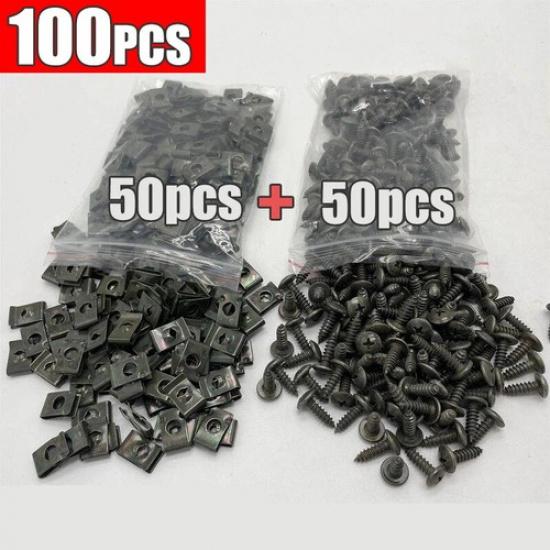 Car Metal Screw Clips Mixed Set U-Type Fastener Clip with Screw Anti-Sheet Screw